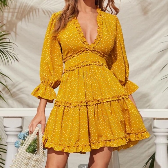 SHEIN Dresses & Skirts - Yellow Polkadot dress